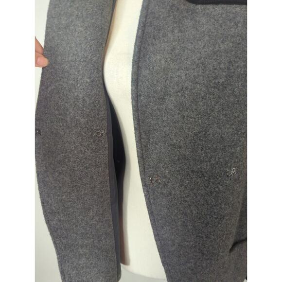 Theory Ponette Grey Wool Leather Jacket Outdoor Womens Size Medium - Picture 6 of 14